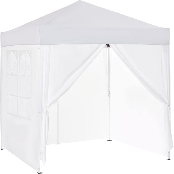 Outsunny 2x2m (6.6ft x 6.6ft) Waterproof Pavilion, Pop-up Folding Canopy with 4 Side Walls, Drain Holes Windows, Foldable Party Tent UV 30+, Garden Tent with Carry Bag, Garden Pavilion for Patio, White