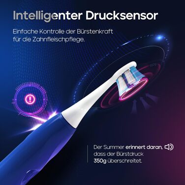 Електрична зубна щітка Seago з датчиком тиску, 40000 VPM, 8 насадок, 5 режимів, звукова, з підставкою, чохол для подорожей, для дорослих, SG-2752 (Блакитна)