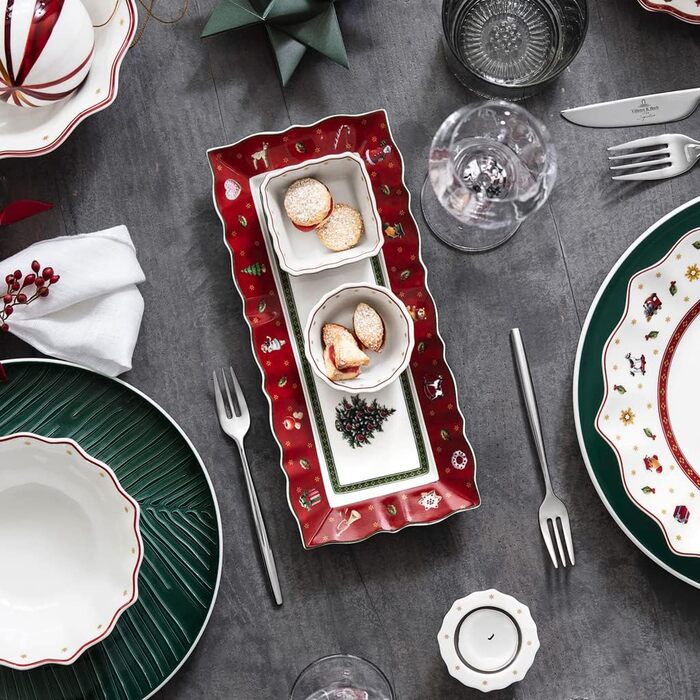 Набір для соусів Villeroy & Boch Toy's Delight, 4 предмети, порцеляна, новорічний декор, сервірувальна тарілка з мисочками