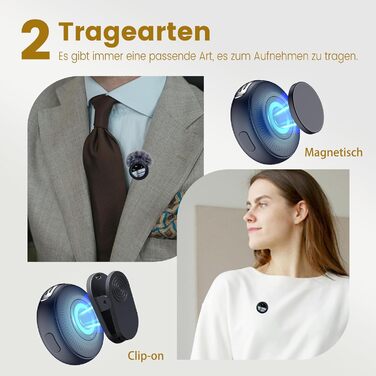 Мікрофон 2-в-1 для iPhone та Android з шумозаглушенням, кейс на 40 годин, магнітна застібка та кріплення для інтерв'ю, жовтий, 25 метрів