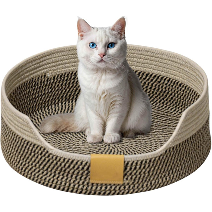 Килимок-ліжко для котів, 40 см, складаний кошик-гніздо, дихаюче ліжко для домашніх тварин, стійке до подряпин, універсальне котяче ліжко (M, чорно-хакі)