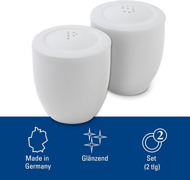 Villeroy & Boch - For Me Set Salt and Pepper Shakers, decorative spice dispensers made of premium porcelain, dishwasher safe, white