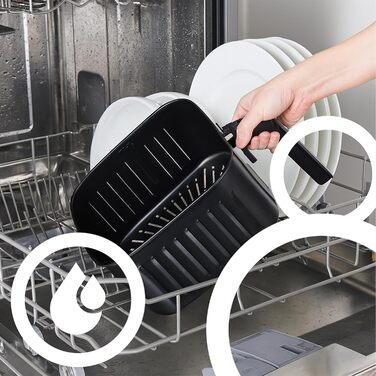 Фритюрниця Retoo Heißluft 6.5л 1800Вт з 10 програмами, сенсорним керуванням, нержавіюча сталь (чорний/срібний)