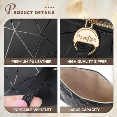 Косметичка жіноча мініатюрна, пудрова, водонепроникна, для подорожей, органайзер, чорно-бежева