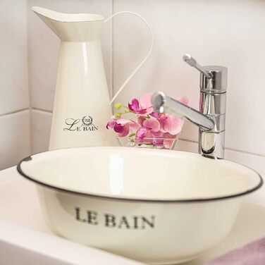 SIDCO Wash Basin + Jug Shabby Wash Set with Pitcher Nostalgia Enamel Vintage Lebain