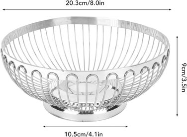 Ніжний Фруктовий Кошик з Нержавіючої Сталі, 20 см - Сучасний Дизайн для Фруктів, Овочів та Хліба