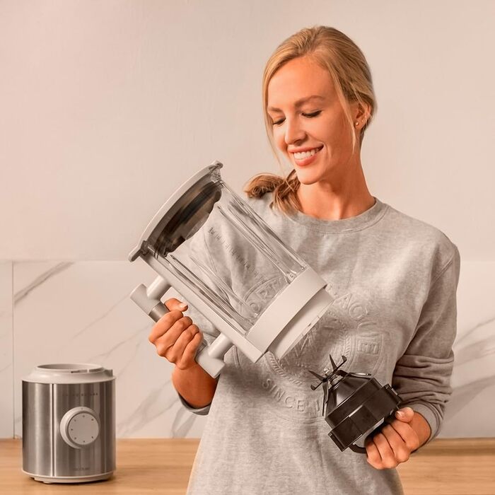 Cecotec Stand Mixer Grand Katana 2700MAX Total Destroy with Maximum Power 2700W, Counter-Rotating Technology, 8-Blade Knife with Black Titanium Coating, Heat-Resistant Jug 1.8L White