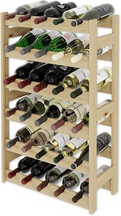 Lenmar Wooden Wine Rack for Bottles, Natural, RW-1, Wine, Bottle Rack, Cellar Rack, Shelves, Bottle Holder (Natural, RW-1-30, 86 x 53 x 25, holds 6 bottles, for 30 bottles)
