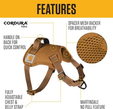 Шлейка для собак Carhartt Nylon Duck, без натягу, регульована, з ручкою та світловідбиваючими елементами, бордовий, розмір L