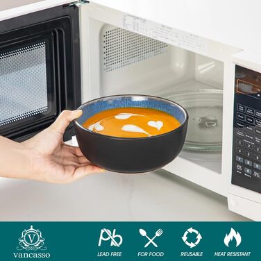 Набір тарілок/мисок Vancasso PLAYA, 6 шт., блакитні, з кераміки (6 мисок, супові тарілки, салатники, паста)