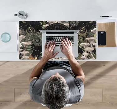 Килимок для миші Moon Mushroom XXL 80x40 см - Чорний, для геймінгу та офісу