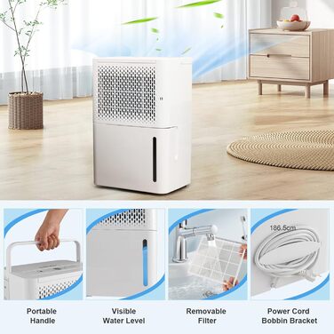 Електричний осушувач повітря SOARS 12L/24h - мобільний осушувач для дому, підвалу, з таймером та LED дисплеєм