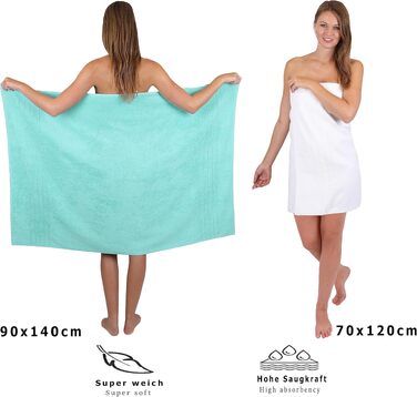 Набір махрових рушників Betz Deluxe 8 предметів, 100% бавовна, антрацит та бірюзовий (2 банні, 2 душові, 2 гігієнічні, 2 для рук)