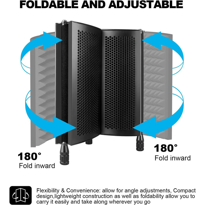 Акустичний ізоляційний екран для мікрофона AOKEO AO-504, поп-фільтр та звукопоглинаючий щит (регульований)