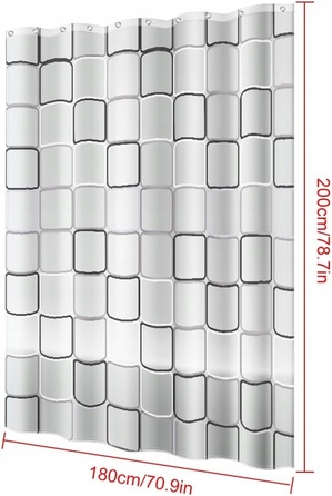 Штора для ванної, водонепроникна штора для душу, 180 x 200 см