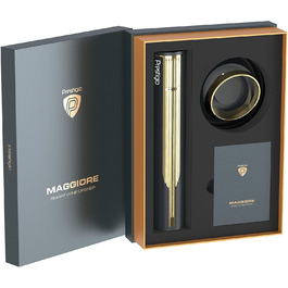 Prestigio Maggiore Electric Corkscrew - Premium Wine Bottle Opener with Charging Station - Integrated Foil Cutter - Packaged in a High-Quality Gift Box - Black/Gold