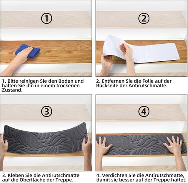 Килимки на сходи YISUN 15 шт., антиковзні, самоклейні, прямокутні 20x65 см, сірі. Для дітей, літніх людей та собак (внутрішній/зовнішній)