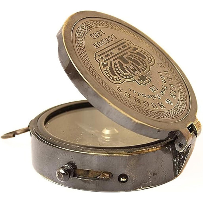 Royal Kelvin & Hughes Marine Direction Instrument - Vintage Brass Navigational Compass - Collectibles for Sale