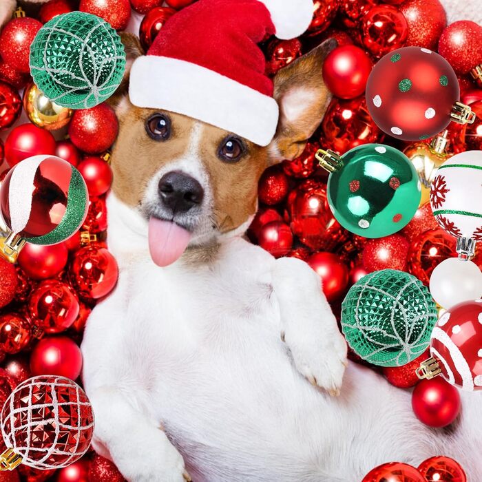 Набір прикрас на ялинку 44 шт. (6см та 3см) - блакитні та срібні ялинкові кулі для декору ялинки в приміщенні та на вулиці (червоний, зелений)