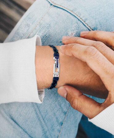 Браслет шкіряний чоловічий Tommy Hilfiger плетене синій або чорний