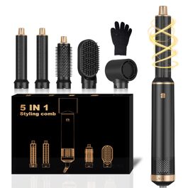 Мультистайлер для волосся 5 в 1 MogaWave Airstyler Airbrush Pro 1000W: фен-щітка, плойка та об'ємний стайлер з іонізацією, чорний