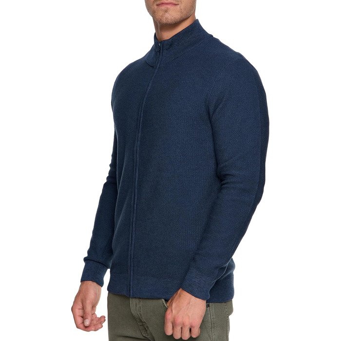 Чоловічий кардиган Indicode INWestmoon з коміром-стійкою | Тонкий в'язаний кардиган з бавовняної суміші (3XL, Navy)