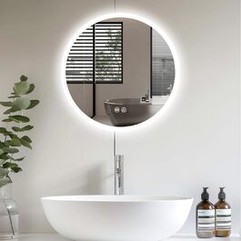 LED дзеркало для ванної кімнати AllRight з підсвічуванням 50см кругле - диммування, 3 кольори світла (3500K-6500K), сенсорне керування, антизапар, для макіяжу та гоління