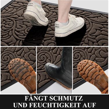 Килимок для дому та вулиці Yimobra - миється, нековзкий, 75 x 43 см, коричневий