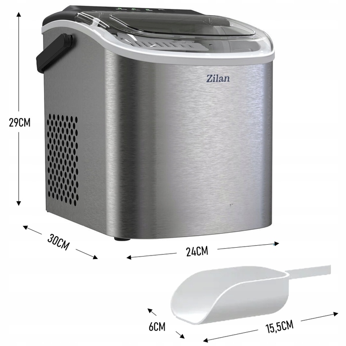 Льодогенератор Zilan ICE MAKER 15 кг, сріблястий/сірий, 95 Вт
