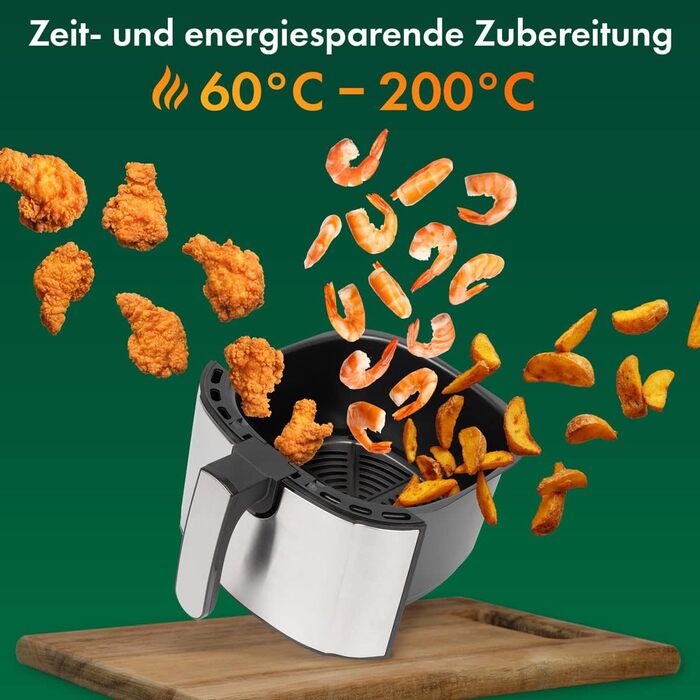 Аерофритюрниця ProfiCook 5,5 л, 1400 Вт, нержавійка, LED, 7 програм, без олії, для картоплі та нагетсів