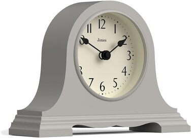 JONES CLOCKS® Speakeasy Table Clock | Classic Napoleon Hat Design | Gray | Contemporary classic style for desk, table, shelf, or bedside table