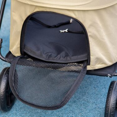 Візок для тварин PawHut 2-в-1: для собак і котів, з відкидною люлькою, сталевий, до 10 кг, 81 x 68 x 98,5 см, Хакі