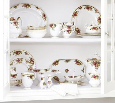 Сервіз Royal Albert Old Country Roses на 4 персони, вінтажний, кістяний фарфор, середній квітковий візерунок, чайник 0,8 л, чайна банка 0,5 л