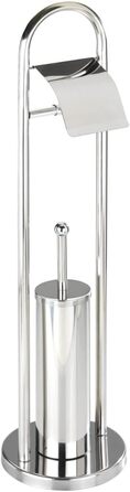 Набір для туалету WENKO Vasto з нержавіючої сталі 2 в 1: тримач туалетного паперу та щітка для унітазу, Ø 22 x 81 см