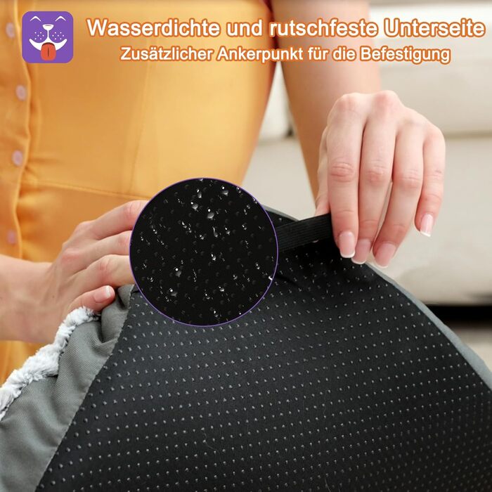 ALANMOND Dog Bed for Large and Medium Dogs - Fluffy Dog Cushion, Washable Dog Mat - Waterproof, Non-Slip, Breathable - - 91 x 58 cm (L 107 x W 71 x H 9 cm, Grey)