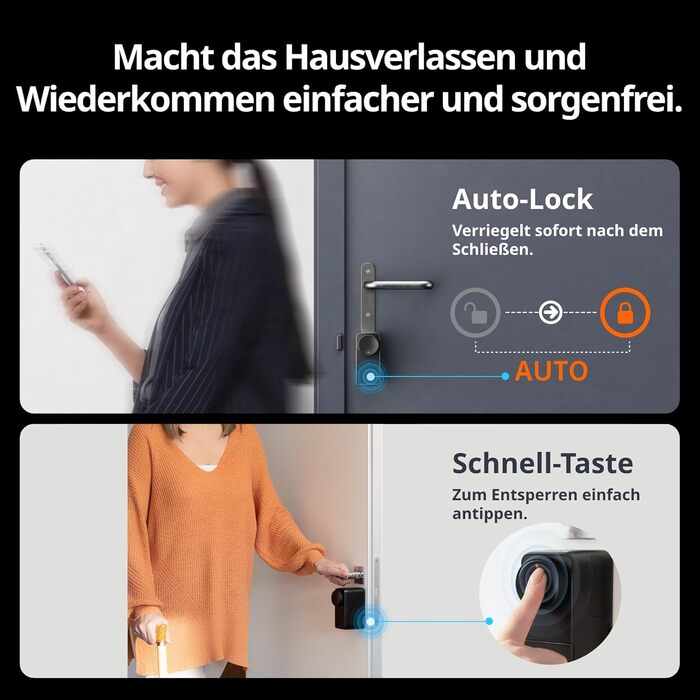 Розумний замок SwitchBot WALN Smart Lock Pro для вхідних дверей, електронний дверний замок з керуванням через додаток, підтримка Matter, Alexa, Google, швидке встановлення