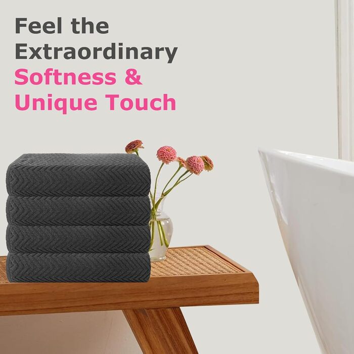 Рушники Casa Copenhagen Bora Bora: комплект з 4 шт. з бавовни, 76x152 см, для басейну, душу та пляжу. Яскраві кольори: рожевий, червоний, жовтий, блакитний (сірий). Дизайн Данії.