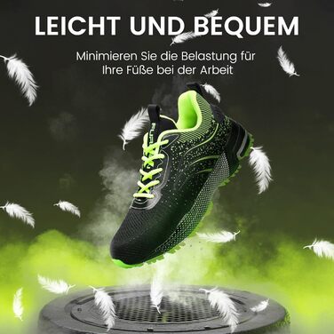 Черевики робочі чоловічі Furuian, спортивні, дихаючі, з металевим підноском (43 EU, зелені)