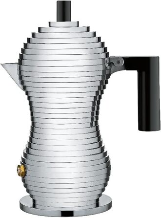 Еспресо-машина Alessi Pulcina, 6 чашок, алюміній, чорний, 8.3 x 10.5 x 35 см