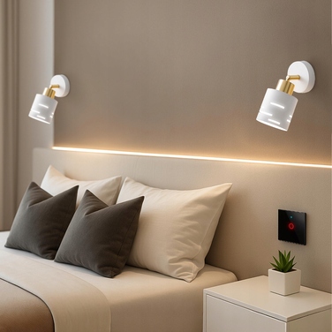 Настінний світильник 2в1 та підвісна стельова лампа E27, біло-золотий гламур