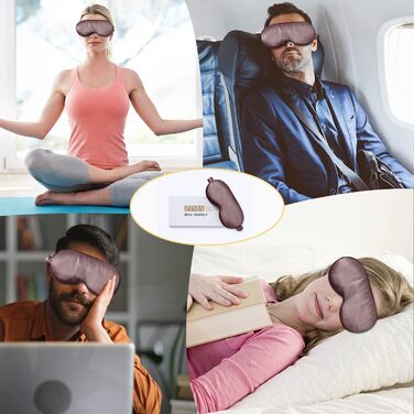Маска для сну ZIMASILK, 22 Momme, 100% шовк, регульована, 3D-форма, блокує світло, фіолетово-сіра
