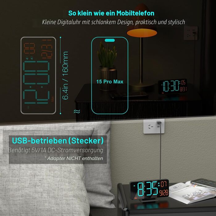 Цифровий LED годинник-будильник KOSUMOSU 6.7