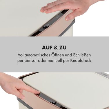 Сенсорний сміттєвий кошик Klarstein Touchless, 72 л, 4 контейнери (43л + 2x12.5л), автоматичне відкриття та закриття, Рожеве золото / Металік