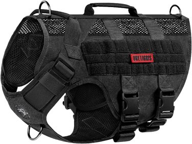 Шлейка для собак OneTigris AIRE MESH, чорна, M (40-58 см, 60-81 см) – тактична, анти-тяга, з 2 ручками, дихаюча