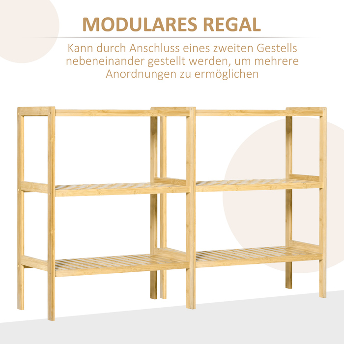 Стелаж HOMCOM Regal з бамбука, 3 полиці, 62 x 33 x 80 см, натуральний колір