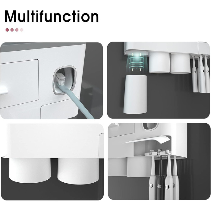 I have a bathroom toothbrush holder, 3-cup toothbrush holder with toothpaste dispenser, bathroom accessories with large storage space, cosmetic drawer, white