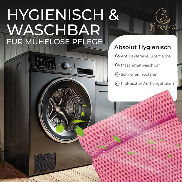 Bath Pillow incl. Wash Bag - Ultimate Comfort and Relaxation with Latest Air Mesh Technology - Bath Cushion for Bathtub with 7 Strong Suction Cups - Neck Pillow/Head Pillow (pink)