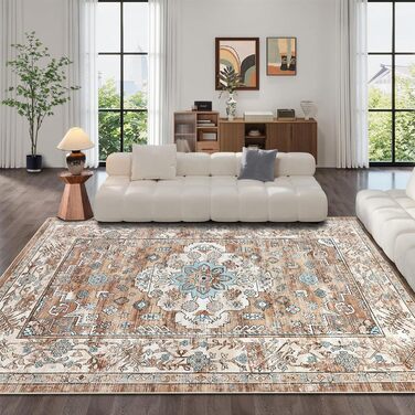 Килим Enyhom Boho Mandala 180x270 см, кремовий, нековзкий, м'який, короткий ворс, для вітальні, спальні, кухні, машинне прання