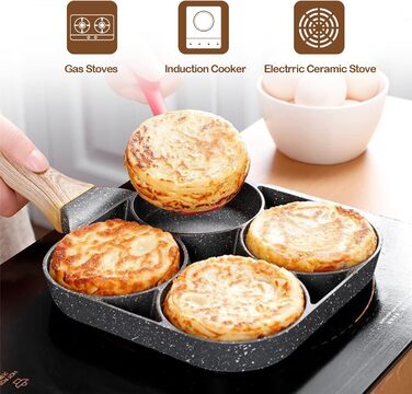 Пательня для млинців та яєць 4-х відділова антипригарна, для індукції та газової плити