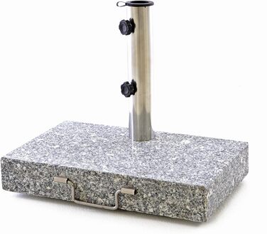Nexos Parasol Stand Granite Stainless Steel 25kg Semi-Rectangular with Handle and Wheels 45.5 x 28 x 39 cm Gray